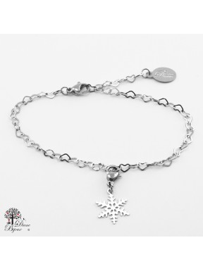 Stainless bracelet + mini pendant snow flake 11mm